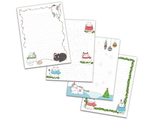 4 Blöcke Notizblock liniert Weihnachtsbriefpapier Weihnachten Weihnachtspapier Brief an Weihnachtsmann Kindermotiv für Jungen Mädchen (4 Blöcke/Variante 4 mit je 25 Blätter in A5-Format) von Junaversum