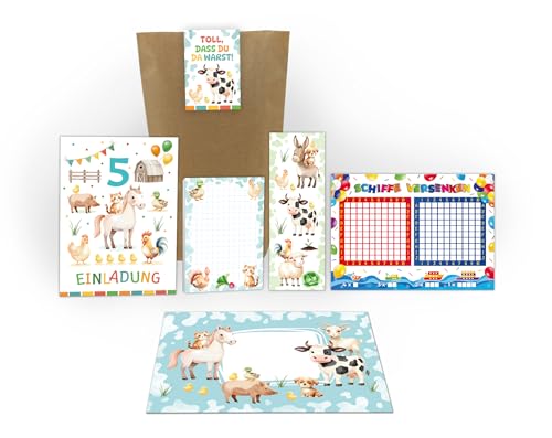 6 Einladungskarten 5. Kindergeburtstag Bauernhof Mädchen Jungen Kinder Einladungen fünfte Geburtstag inkl. 6 Umschläge, 6 Tüten, 6 Aufkleber, 6 Lesezeichen, 6 Blöcke, 6 Schiffe versenken 6 Einladungskarten 5. Kindergeburtstag Bauernhof Mädchen Jungen Kinder Einladungen fünfte Geburtstag inkl. 6 Umschläge, 6 Tüten, 6 Aufkleber, 6 Lesezeichen, 6 Blöcke, 6 Schiffe versenken von Junaversum