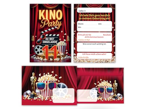 6 Einladungskarten inkl. 6 Umschläge zum 11. Kindergeburtstag Kino Party Mädchen Jungen rot coole bunte Einladungen elfte Geburtstag Geburtstagseinladungen Kids Kinogeburtstag 6 Einladungskarten inkl. 6 Umschläge zum 11. Kindergeburtstag Kino Party Mädchen Jungen rot coole bunte Einladungen elfte Geburtstag Geburtstagseinladungen Kids Kinogeburtstag von Junaversum