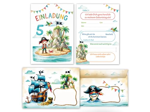 6 Einladungskarten inkl. 6 Umschläge zum 5. Kindergeburtstag Pirat Mädchen Jungen Kinder coole bunte Einladungen fünfte Geburtstag Geburtstagseinladungen Kids 6 Einladungskarten inkl. 6 Umschläge zum 5. Kindergeburtstag Pirat Mädchen Jungen Kinder coole bunte Einladungen fünfte Geburtstag Geburtstagseinladungen Kids von Junaversum