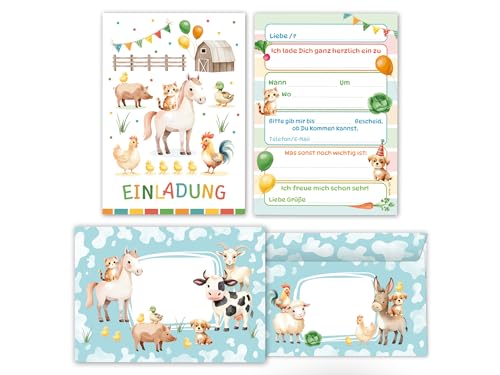 6 Einladungskarten inkl. 6 Umschläge zum Kindergeburtstag Bauernhof Kinder Jungen Mädchen coole bunte Einladungen Geburtstag Geburtstagseinladungen Kids 6 Einladungskarten inkl. 6 Umschläge zum Kindergeburtstag Bauernhof Kinder Jungen Mädchen coole bunte Einladungen Geburtstag Geburtstagseinladungen Kids von Junaversum