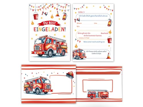 6 Einladungskarten inkl. 6 Umschläge zum Kindergeburtstag Feuerwehr Kinder Jungen coole bunte Einladungen Geburtstag Geburtstagseinladungen Kids 6 Einladungskarten inkl. 6 Umschläge zum Kindergeburtstag Feuerwehr Kinder Jungen coole bunte Einladungen Geburtstag Geburtstagseinladungen Kids von Junaversum