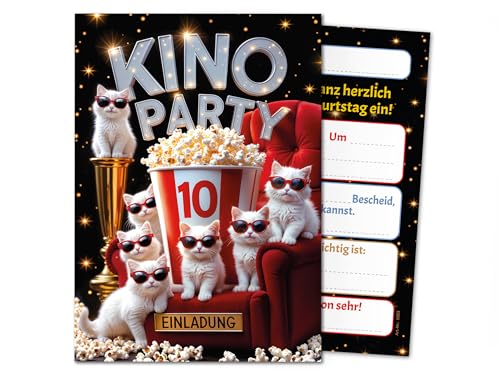 6 Einladungskarten zum 10. Kindergeburtstag Kino Party Mädchen Jungen Katzen coole bunte Einladungen zehnte Geburtstag Geburtstagseinladungen Kids Kinogeburtstag 6 Einladungskarten zum 10. Kindergeburtstag Kino Party Mädchen Jungen Katzen coole bunte Einladungen zehnte Geburtstag Geburtstagseinladungen Kids Kinogeburtstag von Junaversum