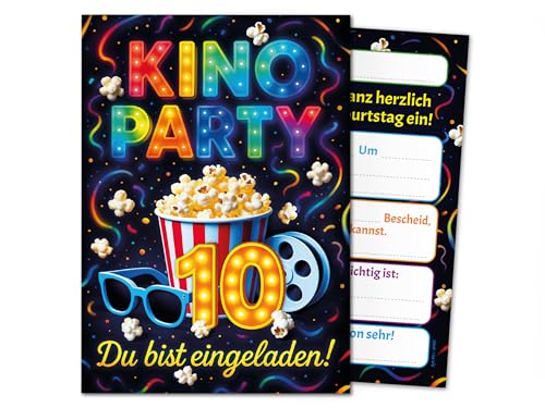 6 Einladungskarten zum 10. Kindergeburtstag Kino Party Mädchen Jungen bunt coole bunte Einladungen zehnte Geburtstag Geburtstagseinladungen Kids Kinogeburtstag 6 Einladungskarten zum 10. Kindergeburtstag Kino Party Mädchen Jungen bunt coole bunte Einladungen zehnte Geburtstag Geburtstagseinladungen Kids Kinogeburtstag von Junaversum