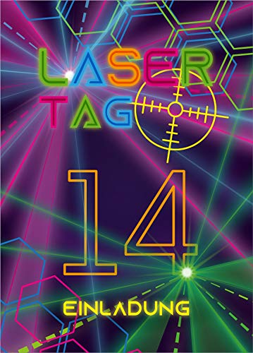 6 Einladungskarten zum 14. Geburtstag vierzehnte Kindergeburtstag Lasertag Party Mädchen Jungen/Laser Tag von Junaversum