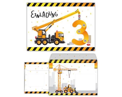 6 Einladungskarten zum 3. dritten incl. 6 Umschläge zum Kindergeburtstag Jungen Baustelle Bagger 6 Einladungskarten zum 3. dritten incl. 6 Umschläge zum Kindergeburtstag Jungen Baustelle Bagger von Junaversum