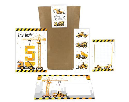 6 Einladungskarten zum 5. fünften Kindergeburtstag Jungen Baustelle Bagger incl. 6 Umschläge, 6 Tüten, 6 Aufkleber, 6 Lesezeichen, 6 Blöcke 6 Einladungskarten zum 5. fünften Kindergeburtstag Jungen Baustelle Bagger incl. 6 Umschläge, 6 Tüten, 6 Aufkleber, 6 Lesezeichen, 6 Blöcke von Junaversum