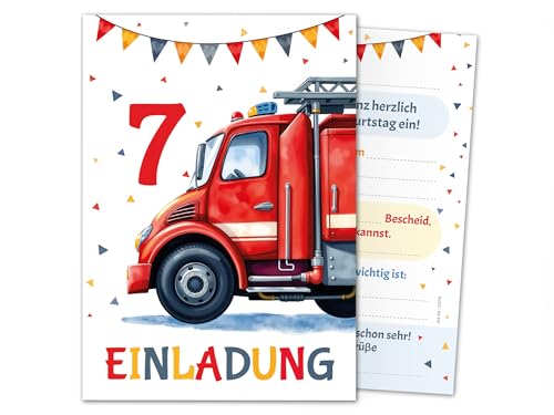 6 Einladungskarten zum 7. Kindergeburtstag Jungen Feuerwehr Junge Kinder coole bunte Einladungen siebte Geburtstag Geburtstagseinladungen Kids 6 Einladungskarten zum 7. Kindergeburtstag Jungen Feuerwehr Junge Kinder coole bunte Einladungen siebte Geburtstag Geburtstagseinladungen Kids von Junaversum