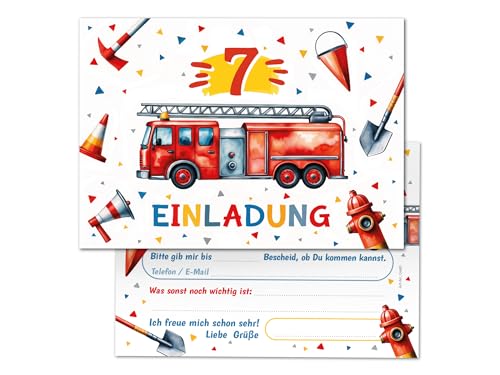 6 Einladungskarten zum 7. Kindergeburtstag Jungen Kinder Feuerwehr Junge coole bunte Einladungen siebte Geburtstag Geburtstagseinladungen Kids 6 Einladungskarten zum 7. Kindergeburtstag Jungen Kinder Feuerwehr Junge coole bunte Einladungen siebte Geburtstag Geburtstagseinladungen Kids von Junaversum