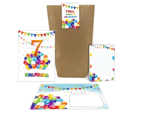 6 Einladungskarten zum 7. Kindergeburtstag Jungen Mädchen Luftballons Einladungen siebte Geburtstag incl. 6 Umschläge, 6 Tüten, 6 Aufkleber, 6 Blöcke 6 Einladungskarten zum 7. Kindergeburtstag Jungen Mädchen Luftballons Einladungen siebte Geburtstag incl. 6 Umschläge, 6 Tüten, 6 Aufkleber, 6 Blöcke von Junaversum