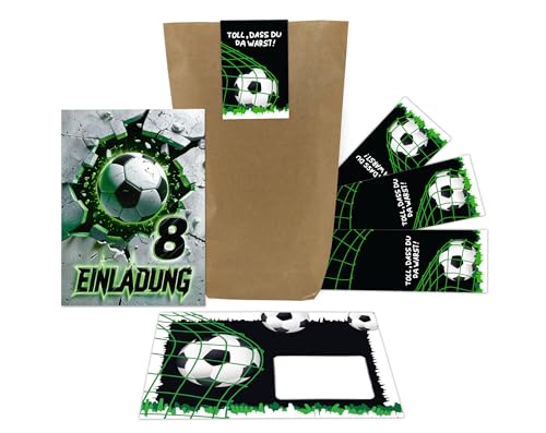 6 Einladungskarten zum 8. Kindergeburtstag Fußball Fussball Kinder Jungen coole bunte Einladungen achte Geburtstag Geburtstagseinladungen Kids inkl. 6 Umschläge, 6 Tüten, 6 Aufkleber 6 Einladungskarten zum 8. Kindergeburtstag Fußball Fussball Kinder Jungen coole bunte Einladungen achte Geburtstag Geburtstagseinladungen Kids inkl. 6 Umschläge, 6 Tüten, 6 Aufkleber von Junaversum