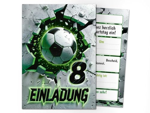 6 Einladungskarten zum 8. Kindergeburtstag Fußball Fussball Kinder Jungen coole bunte Einladungen achte Geburtstag Geburtstagseinladungen Kids 6 Einladungskarten zum 8. Kindergeburtstag Fußball Fussball Kinder Jungen coole bunte Einladungen achte Geburtstag Geburtstagseinladungen Kids von Junaversum