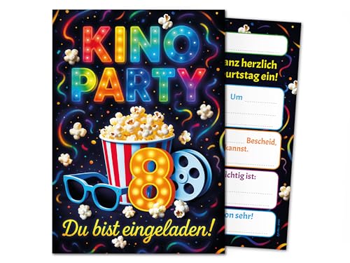 6 Einladungskarten zum 8. Kindergeburtstag Kino Party Mädchen Jungen bunt coole bunte Einladungen achte Geburtstag Geburtstagseinladungen Kids Kinogeburtstag 6 Einladungskarten zum 8. Kindergeburtstag Kino Party Mädchen Jungen bunt coole bunte Einladungen achte Geburtstag Geburtstagseinladungen Kids Kinogeburtstag von Junaversum