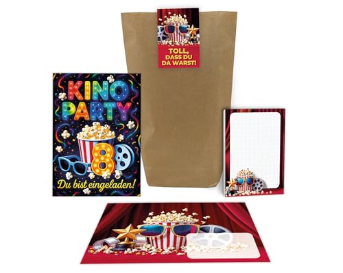 6 Einladungskarten zum 8. Kindergeburtstag Kino Party Mädchen Jungen bunt coole bunte Einladungen achte Geburtstag Geburtstagseinladungen inkl. 6 Umschläge, 6 Tüten, 6 Aufkleber, 6 Blöcke 6 Einladungskarten zum 8. Kindergeburtstag Kino Party Mädchen Jungen bunt coole bunte Einladungen achte Geburtstag Geburtstagseinladungen inkl. 6 Umschläge, 6 Tüten, 6 Aufkleber, 6 Blöcke von Junaversum