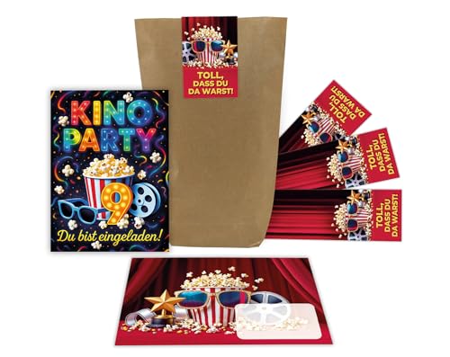 6 Einladungskarten zum 9. Kindergeburtstag Kino Party Mädchen Jungen bunt coole bunte Einladungen neunte Geburtstag Geburtstagseinladungen Kids inkl. 6 Umschläge, 6 Tüten, 6 Aufkleber 6 Einladungskarten zum 9. Kindergeburtstag Kino Party Mädchen Jungen bunt coole bunte Einladungen neunte Geburtstag Geburtstagseinladungen Kids inkl. 6 Umschläge, 6 Tüten, 6 Aufkleber von Junaversum