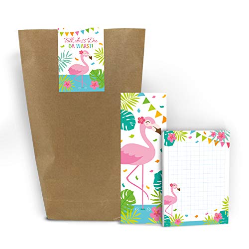 6 Notizblöcke + 6 Lesezeichen + 6 Geschenktüten + 6 Aufkleber Flamingo Mitgebsel Gastgeschenk beim Geburtstag Kindergeburtstag Hochzeit Taufe von Junaversum