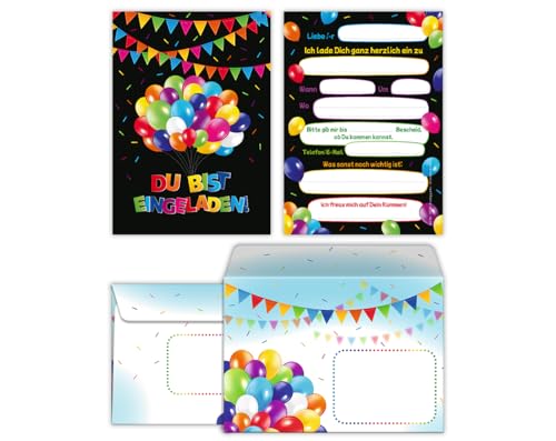8 Einladungskarten incl. 8 Umschläge zum Kindergeburtstag Jungen Mädchen Luftballons Einladungen für Kinder Geburtstag 8 Einladungskarten incl. 8 Umschläge zum Kindergeburtstag Jungen Mädchen Luftballons Einladungen für Kinder Geburtstag von Junaversum