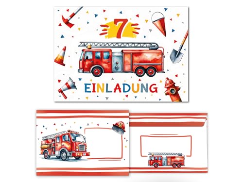8 Einladungskarten inkl. 8 Umschläge zum 7. Kindergeburtstag Jungen Kinder Feuerwehr Junge coole bunte Einladungen siebte Geburtstag Geburtstagseinladungen Kids 8 Einladungskarten inkl. 8 Umschläge zum 7. Kindergeburtstag Jungen Kinder Feuerwehr Junge coole bunte Einladungen siebte Geburtstag Geburtstagseinladungen Kids von Junaversum