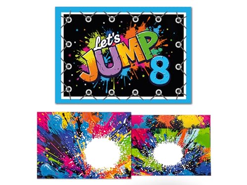 8 Einladungskarten inkl. 8 Umschläge zum 8. Kindergeburtstag Jump Party Mädchen Jungen Kinder coole bunte Einladungen achte Geburtstag Geburtstagseinladungen Kids von Junaversum