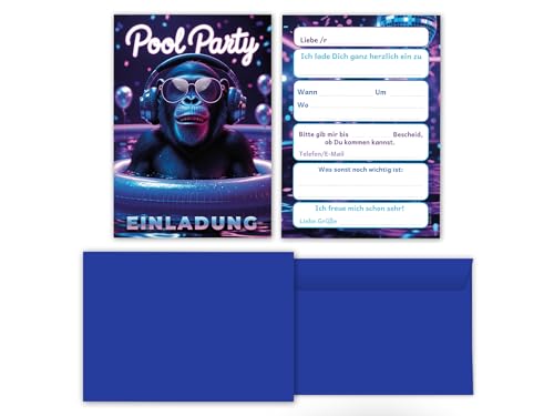 8 Einladungskarten inkl. 8 Umschläge zum Kindergeburtstag Schwimmbad Pool Party Affe Mädchen Jungen Kinder Einladungen Geburtstag Geburtstagseinladungen Kids 8 Einladungskarten inkl. 8 Umschläge zum Kindergeburtstag Schwimmbad Pool Party Affe Mädchen Jungen Kinder Einladungen Geburtstag Geburtstagseinladungen Kids von Junaversum