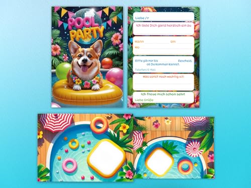 8 Einladungskarten inkl. 8 Umschläge zum Kindergeburtstag Schwimmbad Pool Party Hund Mädchen Jungen Kinder Einladungen Geburtstag Geburtstagseinladungen Kids 8 Einladungskarten inkl. 8 Umschläge zum Kindergeburtstag Schwimmbad Pool Party Hund Mädchen Jungen Kinder Einladungen Geburtstag Geburtstagseinladungen Kids von Junaversum