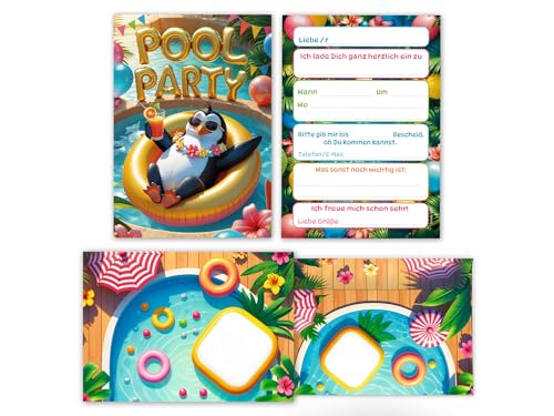 8 Einladungskarten inkl. 8 Umschläge zum Kindergeburtstag Schwimmbad Pool Party Pinguin Mädchen Jungen Kinder Einladungen Geburtstag Geburtstagseinladungen Kids 8 Einladungskarten inkl. 8 Umschläge zum Kindergeburtstag Schwimmbad Pool Party Pinguin Mädchen Jungen Kinder Einladungen Geburtstag Geburtstagseinladungen Kids von Junaversum