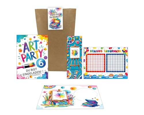 8 Einladungskarten zum 6. Kindergeburtstag Art Kreativ Malparty Kunst Mädchen Kinder Einladungen sechste Geburtstag inkl. 8 Umschläge, 8 Tüten, 8 Aufkleber, 8 Lesezeichen, 8 Schiffe versenken 8 Einladungskarten zum 6. Kindergeburtstag Art Kreativ Malparty Kunst Mädchen Kinder Einladungen sechste Geburtstag inkl. 8 Umschläge, 8 Tüten, 8 Aufkleber, 8 Lesezeichen, 8 Schiffe versenken von Junaversum