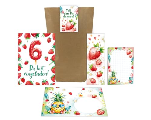 8 Einladungskarten zum 6. Kindergeburtstag Mädchen Erdbeeren Kinder Sommer Einladungen sechste Geburtstag Geburtstagseinladungen inkl. 8 Umschläge, 8 Tüten, 8 Aufkleber, 8 Lesezeichen, 8 Blöcke 8 Einladungskarten zum 6. Kindergeburtstag Mädchen Erdbeeren Kinder Sommer Einladungen sechste Geburtstag Geburtstagseinladungen inkl. 8 Umschläge, 8 Tüten, 8 Aufkleber, 8 Lesezeichen, 8 Blöcke von Junaversum