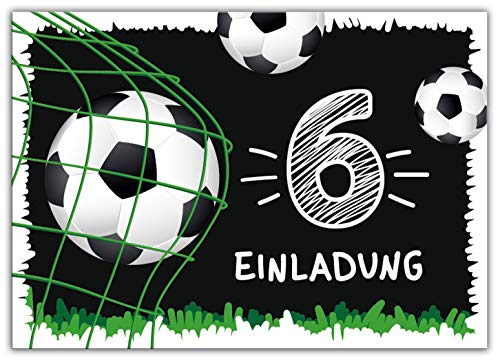 8 Einladungskarten zum 6. Kindergeburtstag sechste Geburtstag Jungen Fussball Fußball von Junaversum