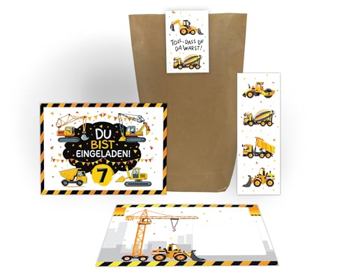 8 Einladungskarten zum 7. Kindergeburtstag Bagger Baustelle Kinder Jungen coole Einladungen siebte Geburtstag Geburtstagseinladungen inkl. 8 Umschläge, 8 Tüten, 8 Aufkleber, 8 Lesezeichen 8 Einladungskarten zum 7. Kindergeburtstag Bagger Baustelle Kinder Jungen coole Einladungen siebte Geburtstag Geburtstagseinladungen inkl. 8 Umschläge, 8 Tüten, 8 Aufkleber, 8 Lesezeichen von Junaversum
