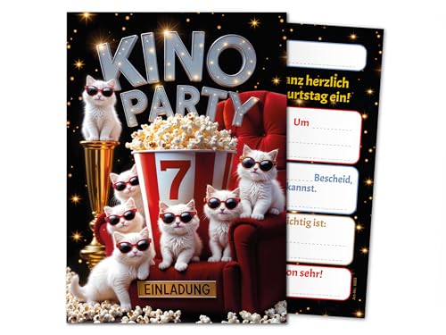 8 Einladungskarten zum 7. Kindergeburtstag Kino Party Mädchen Jungen Katzen coole bunte Einladungen siebte Geburtstag Geburtstagseinladungen Kids Kinogeburtstag 8 Einladungskarten zum 7. Kindergeburtstag Kino Party Mädchen Jungen Katzen coole bunte Einladungen siebte Geburtstag Geburtstagseinladungen Kids Kinogeburtstag von Junaversum