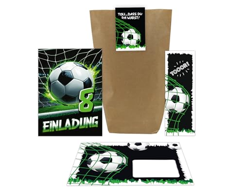 8 Einladungskarten zum 8. Kindergeburtstag Fußball Fussball Jungen Kinder coole Einladungen achte Geburtstag Geburtstagseinladungen inkl. 8 Umschläge, 8 Tüten, 8 Aufkleber, 8 Lesezeichen 8 Einladungskarten zum 8. Kindergeburtstag Fußball Fussball Jungen Kinder coole Einladungen achte Geburtstag Geburtstagseinladungen inkl. 8 Umschläge, 8 Tüten, 8 Aufkleber, 8 Lesezeichen von Junaversum