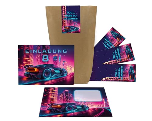 8 Einladungskarten zum 8. Kindergeburtstag Rennauto Auto Rennwagen Kinder Jungen coole bunte Einladungen achte Geburtstag Geburtstagseinladungen Kids inkl. 8 Umschläge, 8 Tüten, 8 Aufkleber 8 Einladungskarten zum 8. Kindergeburtstag Rennauto Auto Rennwagen Kinder Jungen coole bunte Einladungen achte Geburtstag Geburtstagseinladungen Kids inkl. 8 Umschläge, 8 Tüten, 8 Aufkleber von Junaversum