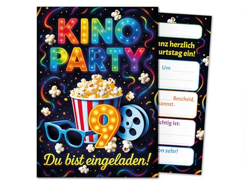 8 Einladungskarten zum 9. Kindergeburtstag Kino Party Mädchen Jungen bunt coole bunte Einladungen neunte Geburtstag Geburtstagseinladungen Kids Kinogeburtstag 8 Einladungskarten zum 9. Kindergeburtstag Kino Party Mädchen Jungen bunt coole bunte Einladungen neunte Geburtstag Geburtstagseinladungen Kids Kinogeburtstag von Junaversum