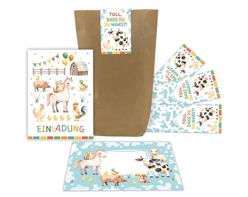 8 Einladungskarten zum Kindergeburtstag Bauernhof Kinder Jungen Mädchen coole bunte Einladungen Geburtstag Geburtstagseinladungen Kids inkl. 8 Umschläge, 8 Tüten, 8 Aufkleber 8 Einladungskarten zum Kindergeburtstag Bauernhof Kinder Jungen Mädchen coole bunte Einladungen Geburtstag Geburtstagseinladungen Kids inkl. 8 Umschläge, 8 Tüten, 8 Aufkleber von Junaversum
