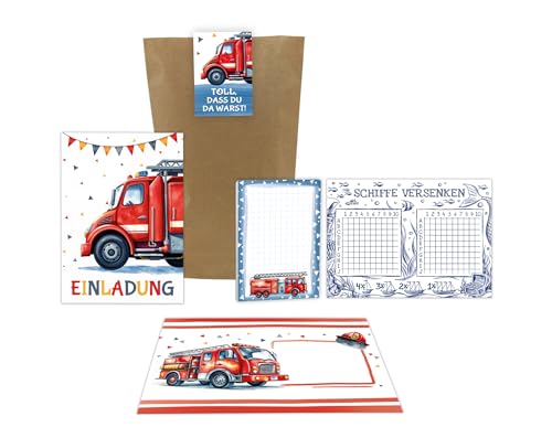 8 Einladungskarten zum Kindergeburtstag Feuerwehr Jungen Kinder Einladungen Geburtstag Geburtstagseinladungen inkl. 8 Umschläge, 8 Tüten, 8 Aufkleber, 8 Blöcke, 8 Schiffe versenken 8 Einladungskarten zum Kindergeburtstag Feuerwehr Jungen Kinder Einladungen Geburtstag Geburtstagseinladungen inkl. 8 Umschläge, 8 Tüten, 8 Aufkleber, 8 Blöcke, 8 Schiffe versenken von Junaversum