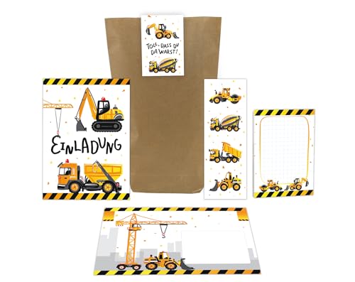8 Einladungskarten zum Kindergeburtstag Jungen Baustelle Bagger incl. 8 Umschläge, 8 Tüten, 8 Aufkleber, 8 Lesezeichen, 8 Blöcke 8 Einladungskarten zum Kindergeburtstag Jungen Baustelle Bagger incl. 8 Umschläge, 8 Tüten, 8 Aufkleber, 8 Lesezeichen, 8 Blöcke von Junaversum