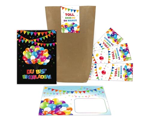 8 Einladungskarten zum Kindergeburtstag Jungen Mädchen Luftballons Einladungen für Kinder incl. 8 Umschläge, 8 Tüten, 8 Aufkleber 8 Einladungskarten zum Kindergeburtstag Jungen Mädchen Luftballons Einladungen für Kinder incl. 8 Umschläge, 8 Tüten, 8 Aufkleber von Junaversum