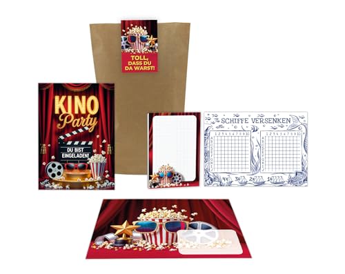 8 Einladungskarten zum Kindergeburtstag Kino Cinema Party Mädchen Jungen rot Kinder Einladungen Geburtstag inkl. 8 Umschläge, 8 Tüten, 8 Aufkleber, 8 Blöcke, 8 Schiffe versenken 8 Einladungskarten zum Kindergeburtstag Kino Cinema Party Mädchen Jungen rot Kinder Einladungen Geburtstag inkl. 8 Umschläge, 8 Tüten, 8 Aufkleber, 8 Blöcke, 8 Schiffe versenken von Junaversum