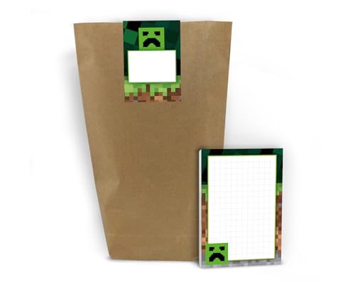 8 Notizblöcke + 8 Geschenktüten + 8 Aufkleber Game Gamer-Party Gaming Mitgebsel Kindergeburtstag Junge Gastgeschenke für Jungsgeburtstag von Junaversum