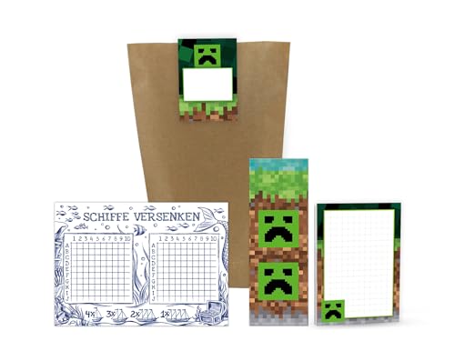 8 Schiffe versenken + 8 Lesezeichen + 8 Notizblöcke + 8 Geschenktüten + 8 Aufkleber Game Gamer-Party Gaming Mitgebsel Kindergeburtstag Junge Gastgeschenke für Jungsgeburtstag 8 Schiffe versenken + 8 Lesezeichen + 8 Notizblöcke + 8 Geschenktüten + 8 Aufkleber Game Gamer-Party Gaming Mitgebsel Kindergeburtstag Junge Gastgeschenke für Jungsgeburtstag von Junaversum