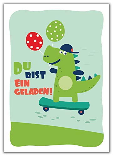 12 Einladungskarten zum Kindergeburtstag Jungen Jungs Mädchen Dinosaurier Einladungen Geburtstag Kinder von Junaversum
