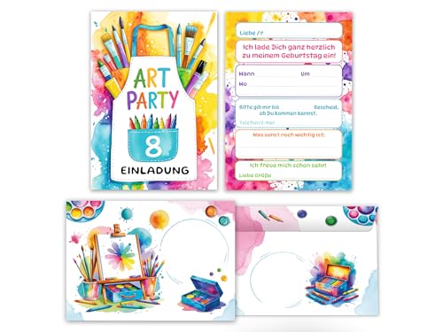 Junaversum 10 Einladungskarten inkl. 10 Umschläge zum 8. Kindergeburtstag Mädchen Jungen Art Kreativ-Party Malparty Kunst Basteln DIY Künstlerparty Kinder Einladungen achte Geburtstag Kids Junaversum 10 Einladungskarten inkl. 10 Umschläge zum 8. Kindergeburtstag Mädchen Jungen Art Kreativ-Party Malparty Kunst Basteln DIY Künstlerparty Kinder Einladungen achte Geburtstag Kids von Junaversum