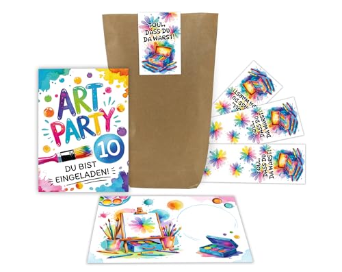 Junaversum 10 Einladungskarten zum 10. Kindergeburtstag Art Kreativ-Party Malparty Kunst Basteln DIY Mädchen Kinder Einladungen zehnte Geburtstag Kids inkl. 10 Umschläge, 10 Tüten, 10 Aufkleber Junaversum 10 Einladungskarten zum 10. Kindergeburtstag Art Kreativ-Party Malparty Kunst Basteln DIY Mädchen Kinder Einladungen zehnte Geburtstag Kids inkl. 10 Umschläge, 10 Tüten, 10 Aufkleber von Junaversum