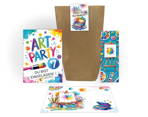 Junaversum 10 Einladungskarten zum 7. Kindergeburtstag Art Kreativ Malparty Kunst DIY Mädchen Kinder Einladungen siebte Geburtstag inkl. 10 Umschläge, 10 Tüten, 10 Aufkleber, 10 Lesezeichen Junaversum 10 Einladungskarten zum 7. Kindergeburtstag Art Kreativ Malparty Kunst DIY Mädchen Kinder Einladungen siebte Geburtstag inkl. 10 Umschläge, 10 Tüten, 10 Aufkleber, 10 Lesezeichen von Junaversum