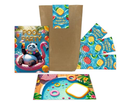 Junaversum 10 Einladungskarten zum Kindergeburtstag Schwimmbad Pool Party Panda Mädchen Jungen Einladungen Geburtstag Geburtstagseinladungen Kids inkl. 10 Umschläge, 10 Tüten, 10 Aufkleber Junaversum 10 Einladungskarten zum Kindergeburtstag Schwimmbad Pool Party Panda Mädchen Jungen Einladungen Geburtstag Geburtstagseinladungen Kids inkl. 10 Umschläge, 10 Tüten, 10 Aufkleber von Junaversum