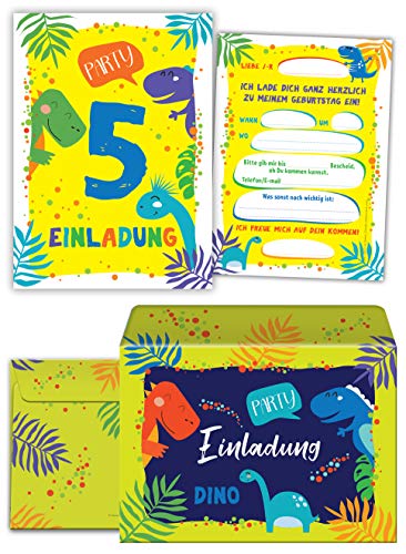 Junaversum 12 Einladungskarten incl. 12 Umschläge zum 5. Kindergeburtstag Jungen Dinosaurier Einladungen fünfte Geburtstag Junaversum 12 Einladungskarten incl. 12 Umschläge zum 5. Kindergeburtstag Jungen Dinosaurier Einladungen fünfte Geburtstag von Junaversum