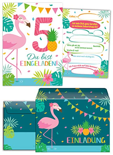 Junaversum 12 Einladungskarten incl. 12 Umschläge zum 5. Kindergeburtstag Mädchen fünfte Geburtstag Flamingo Junaversum 12 Einladungskarten incl. 12 Umschläge zum 5. Kindergeburtstag Mädchen fünfte Geburtstag Flamingo von Junaversum
