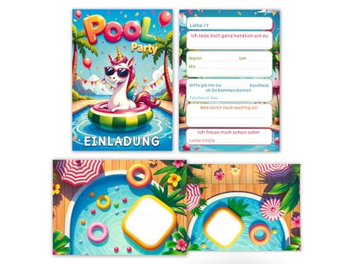 Junaversum 12 Einladungskarten inkl. 12 Umschläge zum Kindergeburtstag Schwimmbad Pool Party Mädchen coole bunte Einladungen Geburtstag Geburtstagseinladungen Kids Junaversum 12 Einladungskarten inkl. 12 Umschläge zum Kindergeburtstag Schwimmbad Pool Party Mädchen coole bunte Einladungen Geburtstag Geburtstagseinladungen Kids von Junaversum