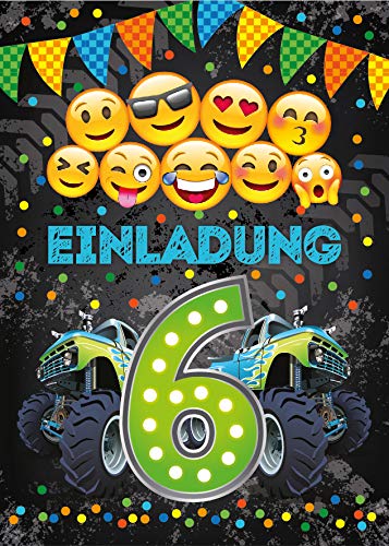 12 Einladungskarten zum 6. Kindergeburtstag Jungen Junge coole bunte Einladungen sechte Geburtstag Kinder Monster-Truck Auto 12 Einladungskarten zum 6. Kindergeburtstag Jungen Junge coole bunte Einladungen sechte Geburtstag Kinder Monster-Truck Auto von Junaversum